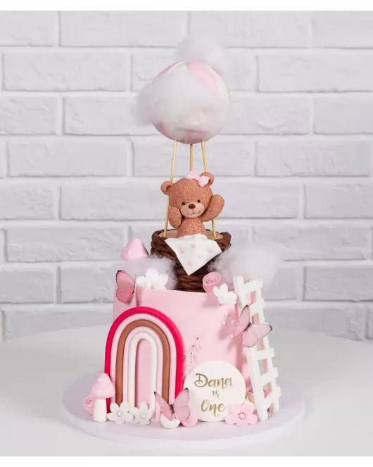 Teddy Bear Baby Girl Cake 06