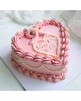 Pink Heart Cake  WIth Pearl