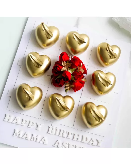 Mini Gold Heart Mousse Cake