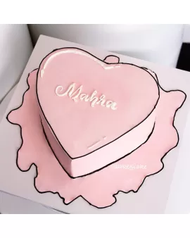Comic Pink Heart Cake