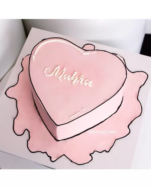 Comic Pink Heart Cake