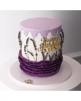 Purple cake with lavender Roses