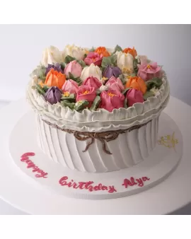 Spring Colourful  Flowers Cake