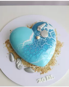 Heart Ocean Blue Mousse Cake