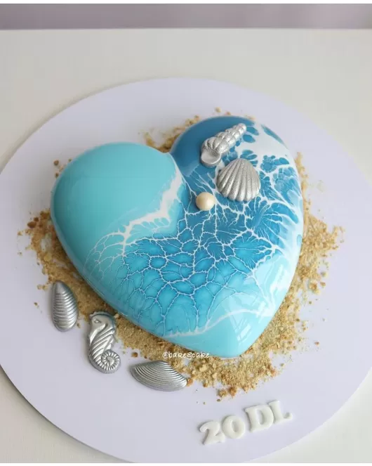 Heart Ocean Blue Mousse Cake