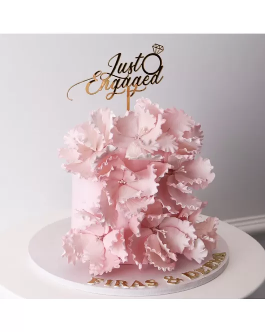 Pink Flower Engaged Cake  08